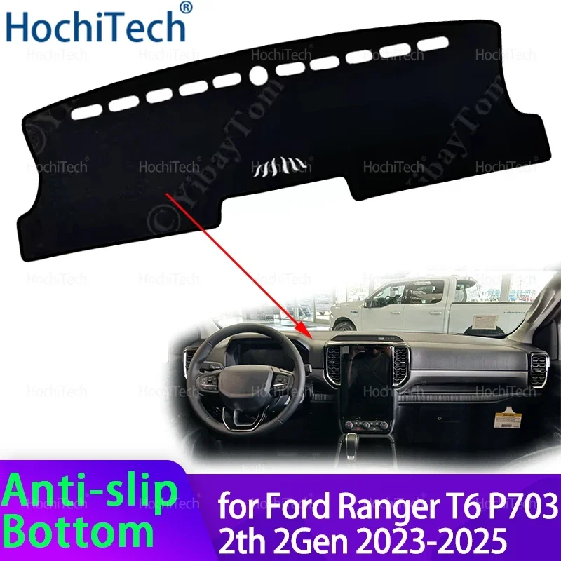 Auto Armaturenbrett Abdeckung Vermeiden Licht Pad Instrument Panel Matte Fall Teppiche für Ford Ranger T6 P703 2th 2Gen 2023 2024 2025 Image