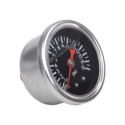 Universal 0-15psi Axial Shock-Resistant Fuel Oil Pressure Gauge Stainless Steel 40mm Dial 1/8''NPT Thread for Hydraulic Systems