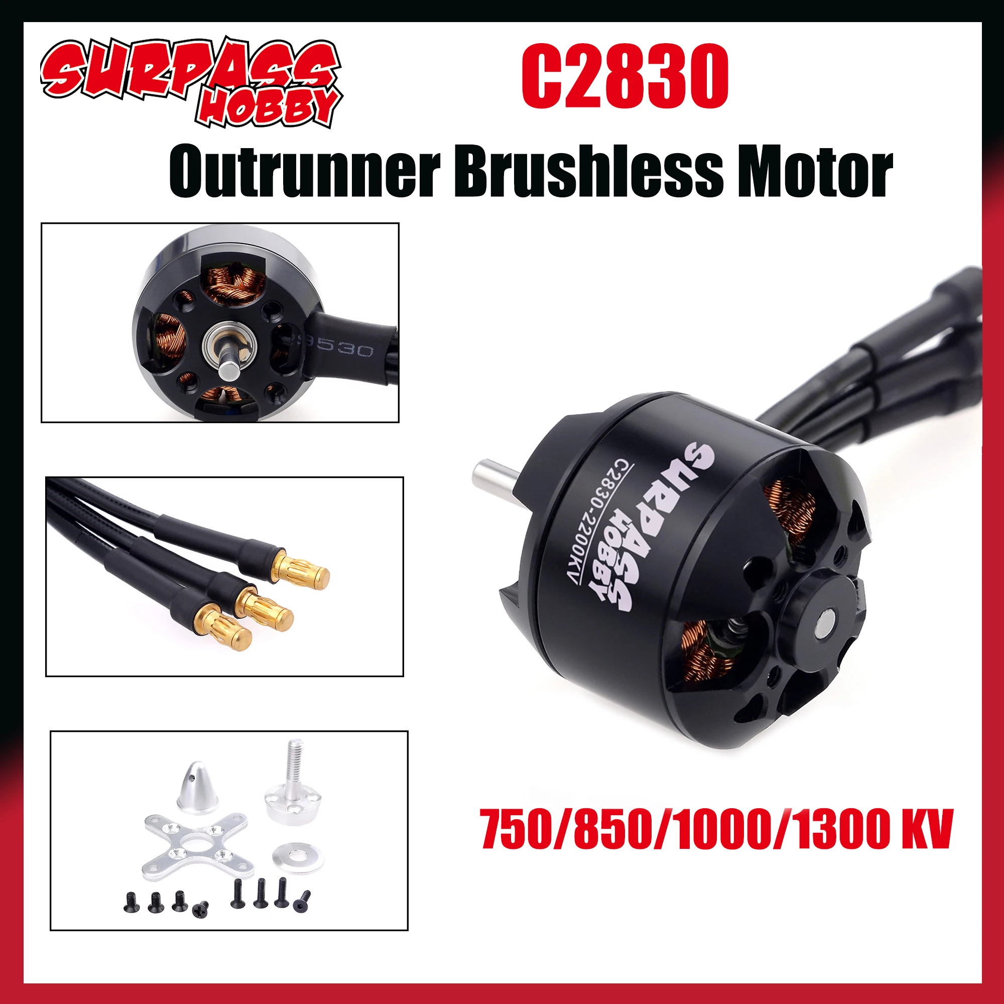 Surpass Hobby C2830 2830 750/850/1000/1300KV Bürstenloser Motor 14 Pole für RC Flugzeug FPV Quadcopter Starrflügel Segelflugzeug Spielzeug Teil