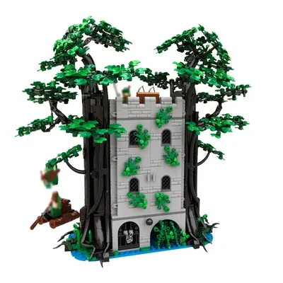 MOC Mittelalterliche Forestmen Fluss Festung Ziegel Modell Forestmen Fluss Festung Kreative Montage Bausteine Spielzeug Kind Geschenke Image