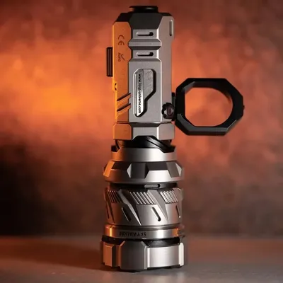 LOOP Gear SK-01S LEP Flashlight White 910LM Zoom EDC Titanium Metal Tactical Torch Strong Light with 18350 Battery for Camping