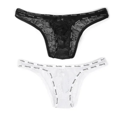 Herren Sexy Spitze Durchsichtige Atmungsaktive Slips Exotische Dessous Höschen Unterwäsche Saugfähige Elastische Männliche Höschen Image