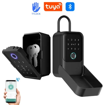 Waterproof Key Safe TTlock/Tuya Fingerprint Bluetooth Key Box App Remote Unlock Wall Mount Security Lock Box Safety Box Padlock