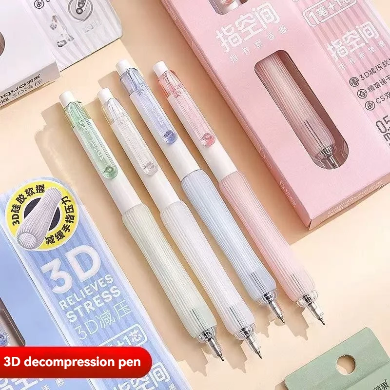 3D Soft Grip Click Gel Pen Hochwertiges Aussehen Stift auf Ins Student Oriented CS Doppelkugelspitze Schnell trocknender Stift für Prüfung Image