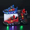 Disney LED Casual Turnschuhe Rot Schwarz Für Frühling Jungen Mesh Outdoor Schuhe Kinder Beleuchtete Nicht-slip Schuhe Größe 21-30