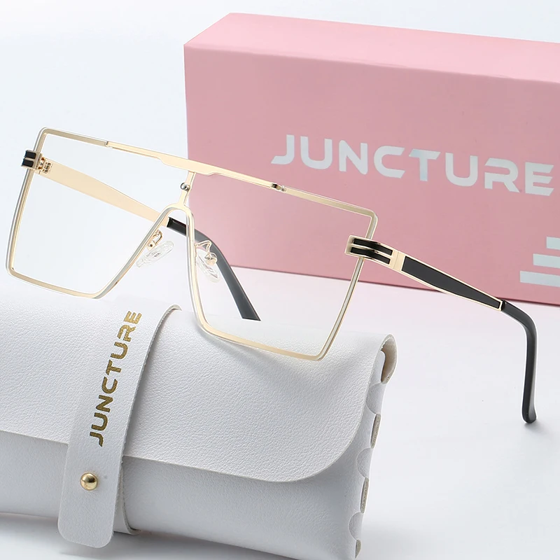 JUNCTURE Modische Damen-Sonnenbrille, Metall, großer Rahmen, Sonnenbrille, Farbverlauf, Damenbrille, Party, Urlaub, Geschenke, Sonnenbrille für Damen Image