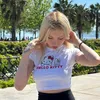 Hello Kitty Graphic Print Crop Tee Damen Kurzarm Fitness Übung T-Shirt Mode Sport Yoga Hip Hop Street Girls Baby T-Shirt