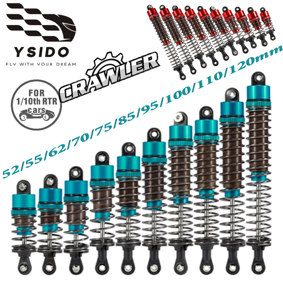 4PCS 52/55/62/70/75/85/95/100/110/120mm Stoßdämpfer für 1/10 RC Truggy Buggy On-Road Touring Drift Racing Klettern Auto Teile