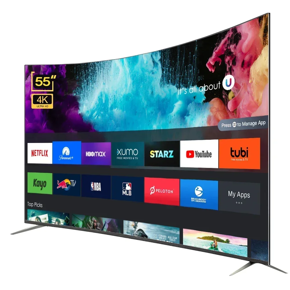 55 Zoll gebogener LED-TV-Bildschirm Ultra HD 4K-Fernseher 55 Zoll Smart TV Image