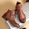 Männer Chelsea Stiefel PU Leder Stiefeletten High-top Quaste Zipper Stiefel Nicht-slip Plattform Boot Retro Plus größe Männer Schuhe Botas