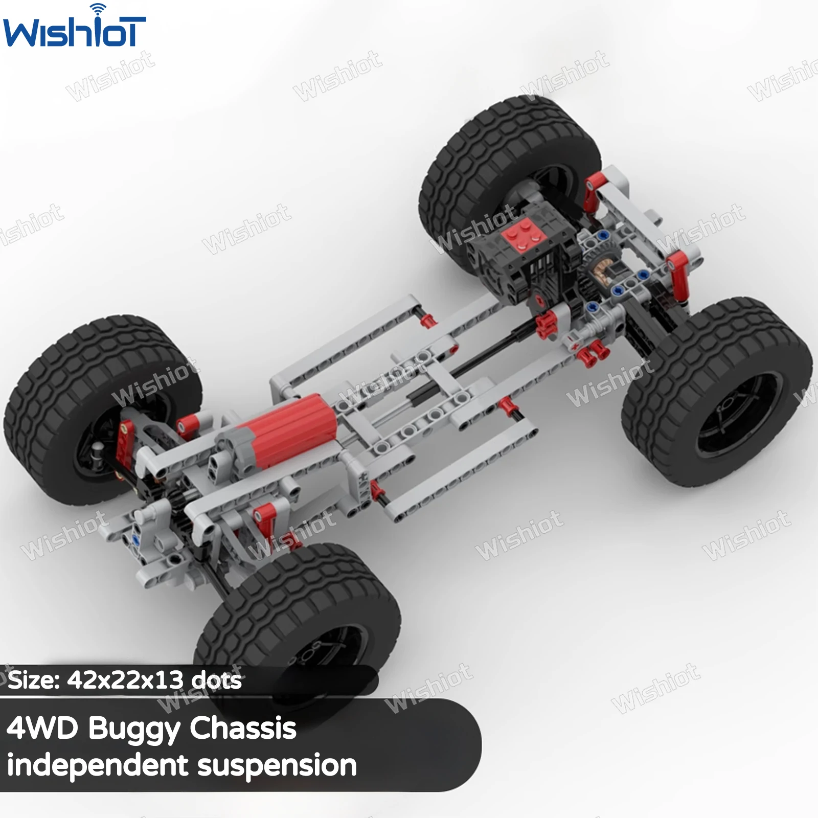 MOC 4WD Allradantrieb Chassis Unabhängige Federung Differential Lenkachse Buggy Motor Bausteine Tech Autoteile Image