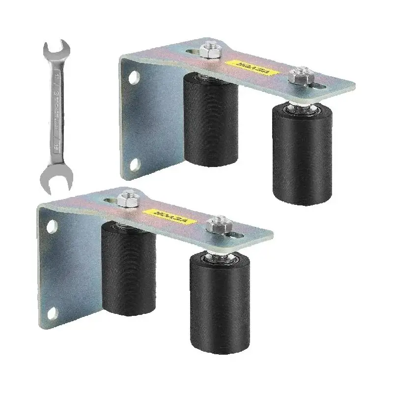 SucceBuy Tor-Rollenführungshalterung, 7,6 cm, Schiebetor, schwarze Nylon-Rollenfarbe, Zink lackiert mit L-förmigem schwarzem Nylon, 2er-Pack Image