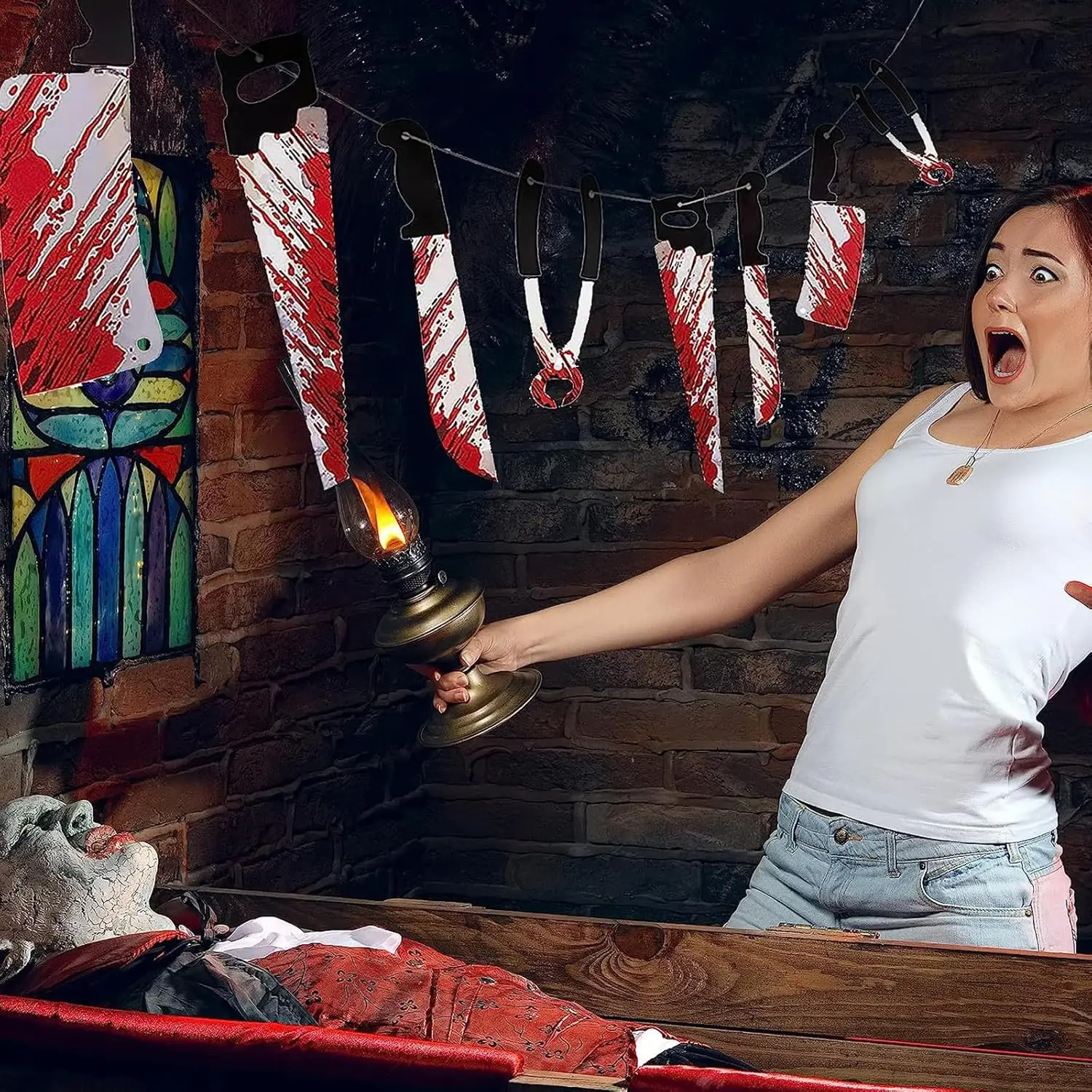 1-4Set blutiges Halloween-Banner, Horror-Hängedekoration für Spukhaus, Filmthema, Geburtstag, Karneval, Party, Halloween-Geschenk Image