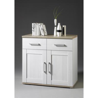 Kommode HBZ "Romance im Landhaustil, BxHxT 93x88x45 cm", braun (sibiu lärche), B:93cm H:88cm T:45cm, Holzwerkstoff, Sideboards, Schrank mit 2 Türen, 2 Schubkästen und 2 Einlegeböden Image