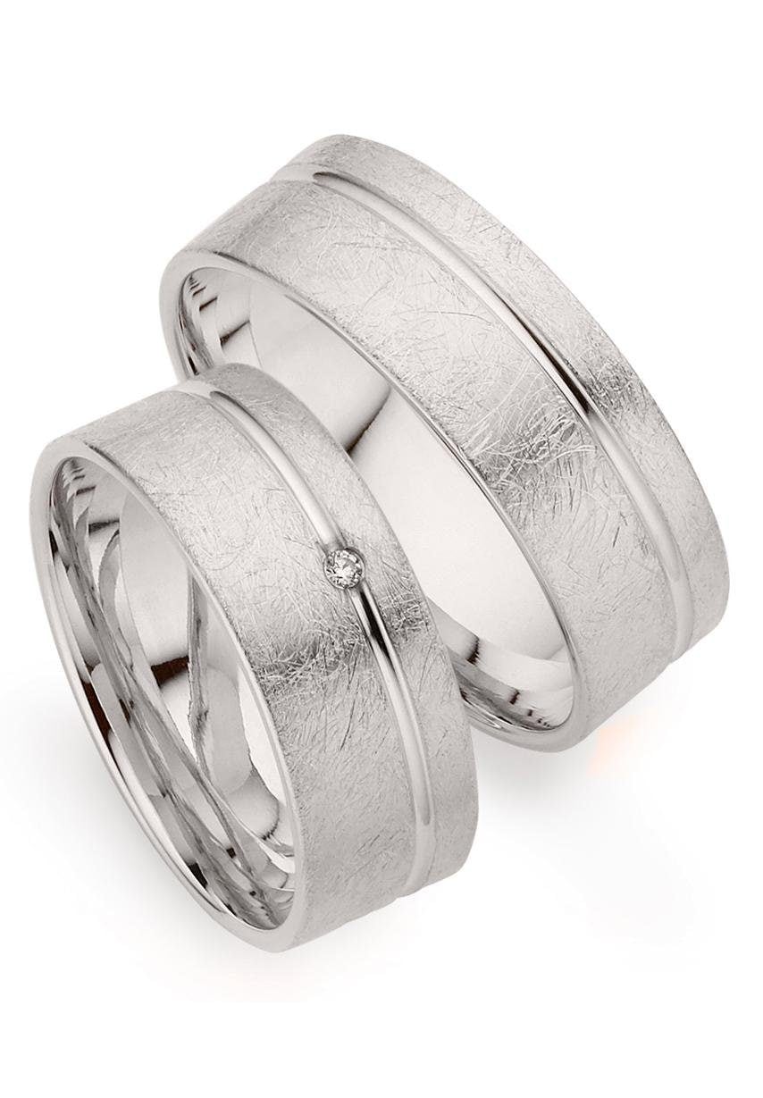 Trauring PHÖNIX "Schmuck Geschenk Gold 333 Trauring Ehering LIEBE versch. Varianten" Gr. 65, weiß (weißgoldfarben), Fingerringe, 65, ohne Brillant, Weißgold 333, 7mm, Made in Germany, wahlweise mit oder ohne Brillant Image