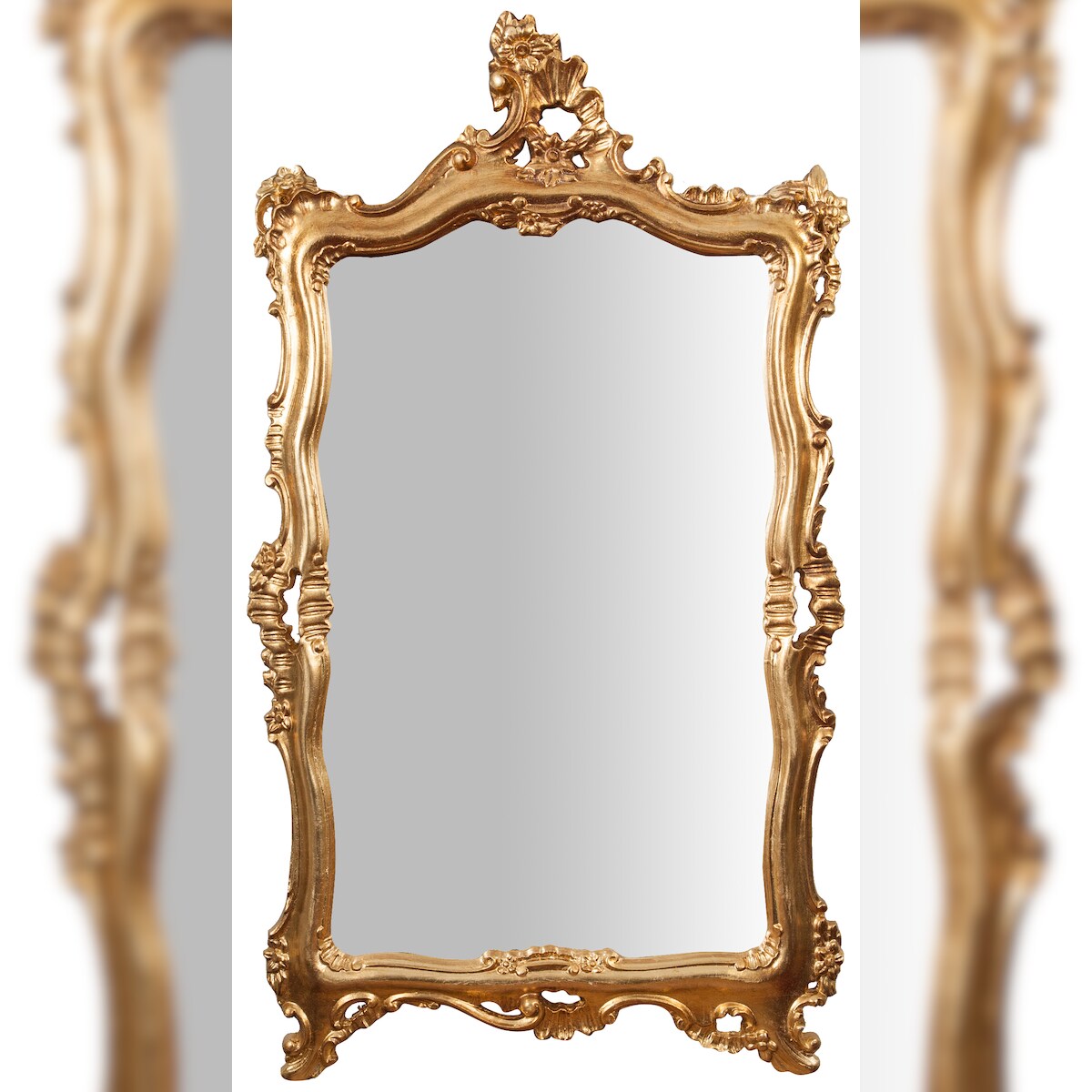 BISCOTTINI INTERNATIONAL ART TRADING Biscottini Wandspiegel 66x7x118 cm - Rechteckiger Badezimmerspiegel - Wandspiegel mit goldenem Holzrahmen - Wandspiegel Made in Italy Image