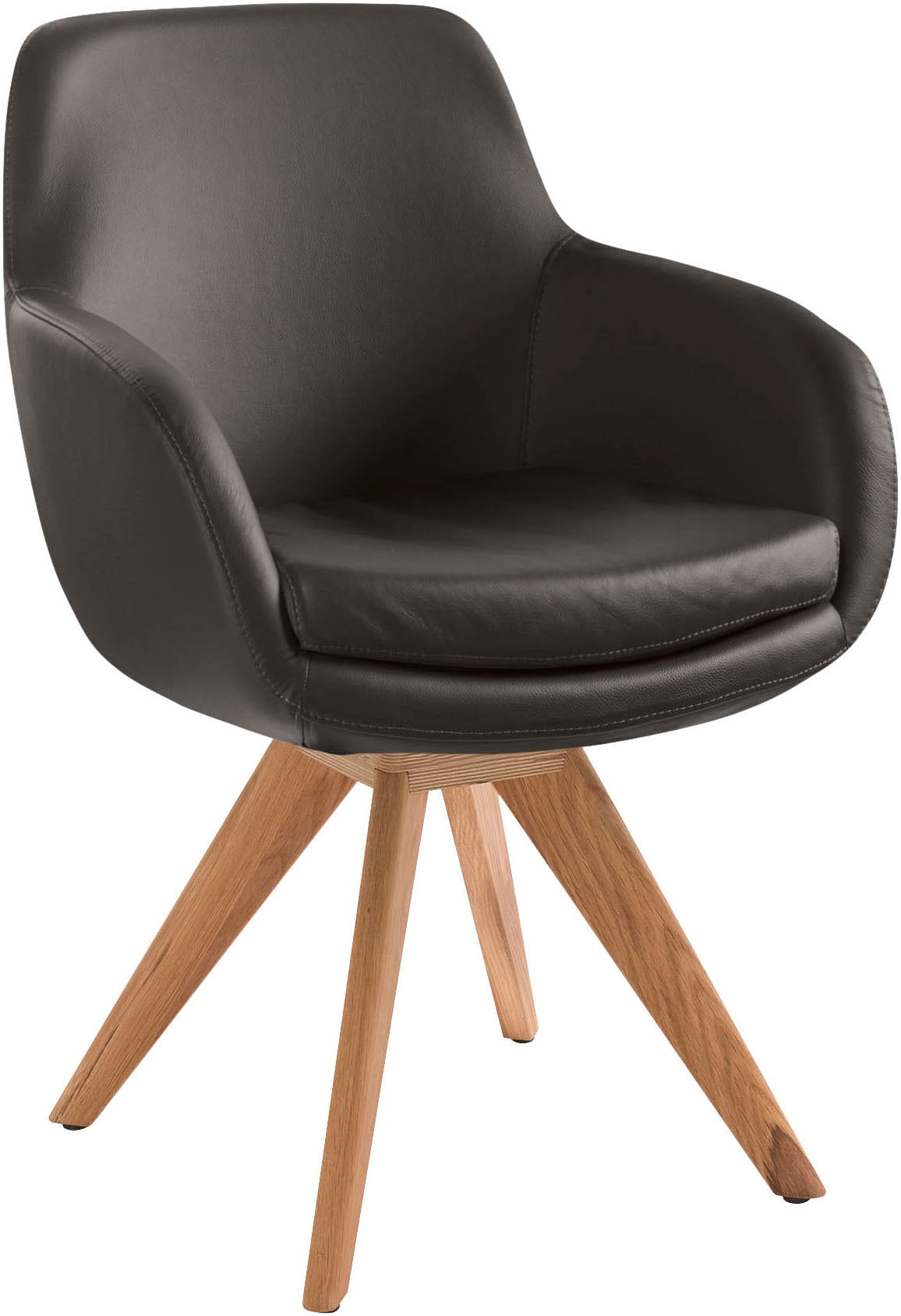 Esszimmerstuhl MUSTERRING "Tavia", braun (dunkelbraun, wildeiche), B:62cm H:86cm T:66cm, Stühle, Stativgestell Wildeiche massiv, Drehfunktion optional, diverse Farben Image