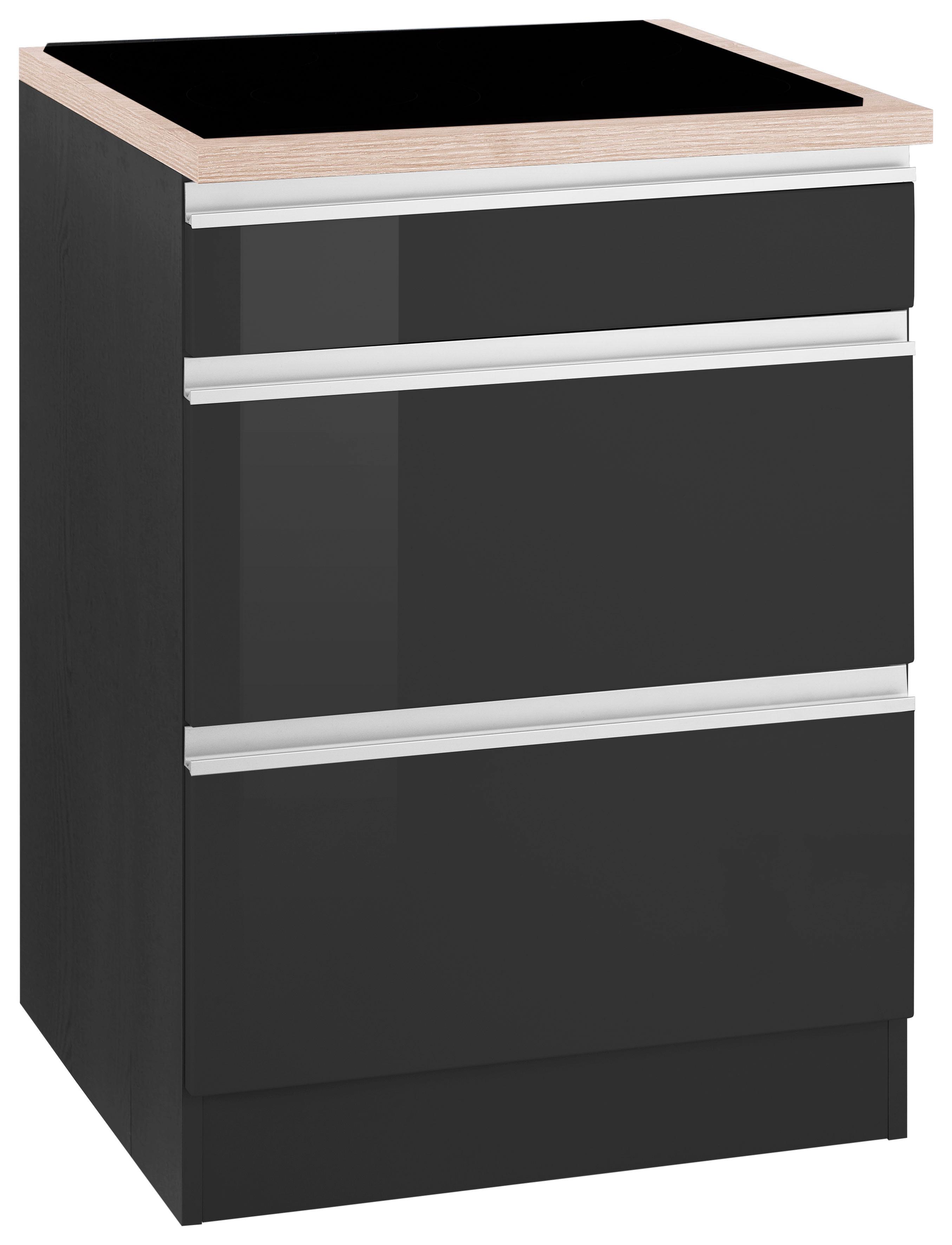 Kochfeldumbauschrank KOCHSTATION "KS-Ohio", grau (grau hochglanz, grafit), B:60cm H:85cm T:60cm, Schränke, Kochfeldumbauschrank Image