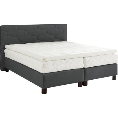 Boxspringbett, grau (anthrazit), B:195cm L:210cm, Bezug: 80% Baumwolle/20% Polyester, WESTFALIA SCHLAFKOMFORT, Komplettbetten, Boxspringbett, wahlweise mit Topper Image