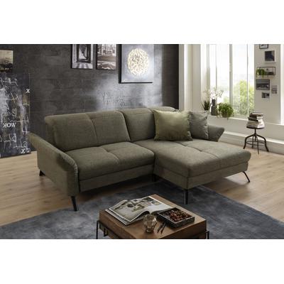 Ecksofa "SO 4400 V", grün (khaki), B:259cm H:84cm T:167cm, 100% Polyester, SET ONE BY MUSTERRING, Sofas, wahlweise mit motorischer Bettfunktion & Kopfverstellung, Fuß schwarz Image