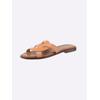 Pantolette HEINE, Damen, Gr. 40, orange (pfirsich), Leder, Rindsleder, Leder, modisch, Schuhe