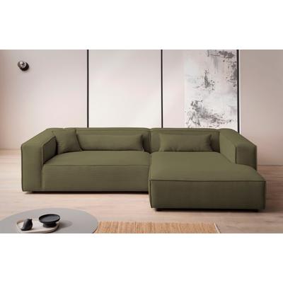 Ecksofa "PIARA XXL, Big-Sofa in Cord oder Leinenoptik, L-Form, mit Kedernaht", grün (khaki), B:288cm H:66cm T:198cm, 100% Polyester, LEGER HOME BY LENA GERCKE, Sofas, wahlweise Ottomane rechts/links, schwarze Füße, extra tiefe Sitzfläche, Topseller Image