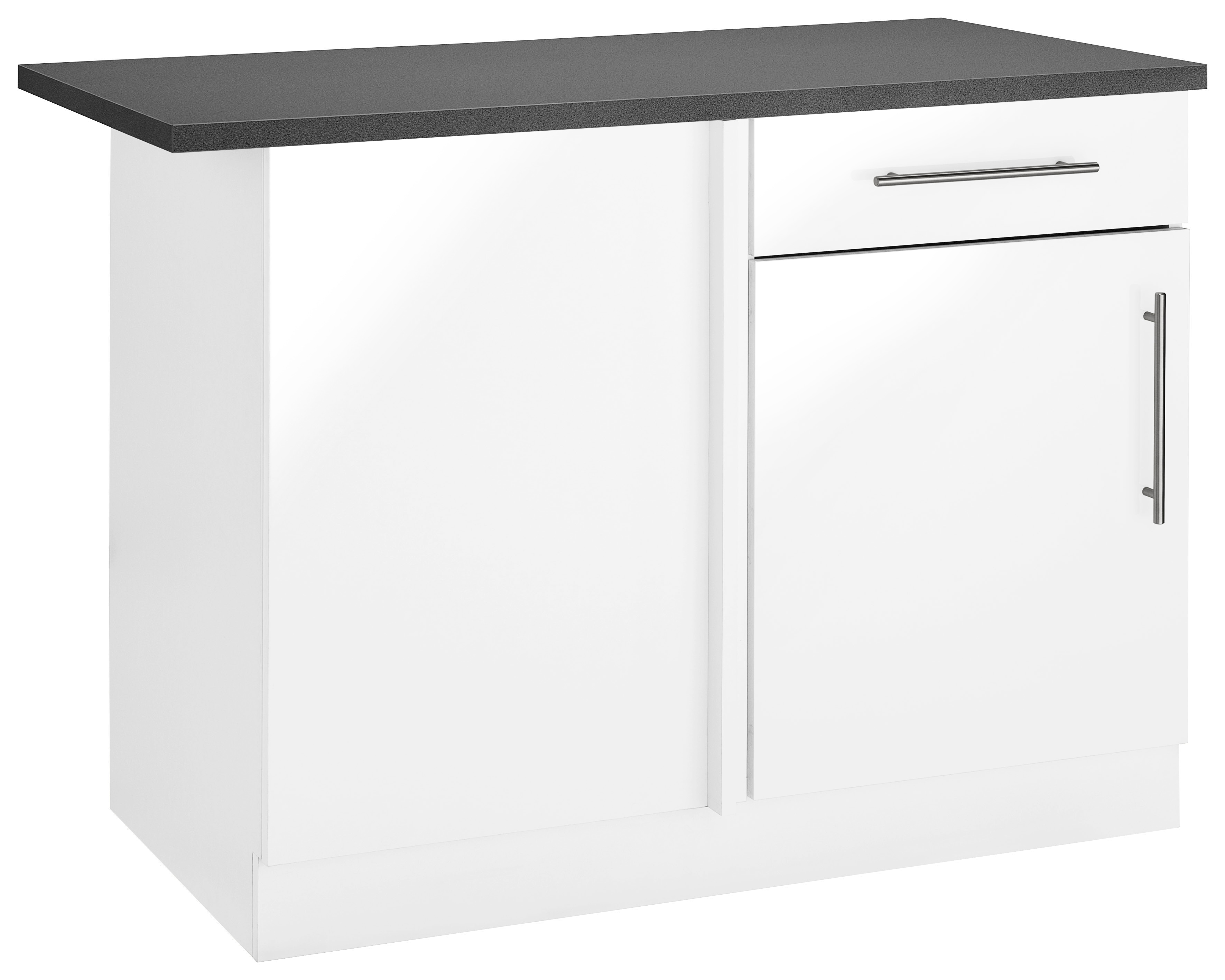 Eckunterschrank WIHO KÜCHEN "Cali", weiß (front: weiß glanz, korpus: weiß, arbeitsplatte: granit grau), B:110cm H:85cm T:60cm, Schränke, 110 cm breit