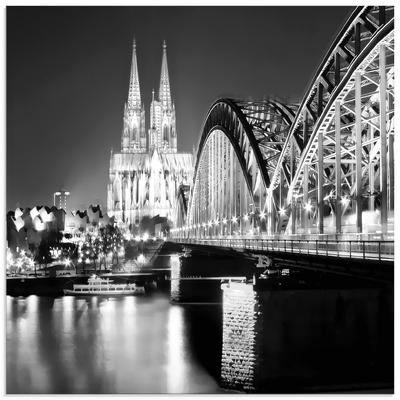 Glasbild ARTLAND "Köln Skyline Abstrakte Collage 19", schwarz (farbe bild(er): schwarz), B:20cm H:20cm, Bilder, in verschiedenen Größen Image