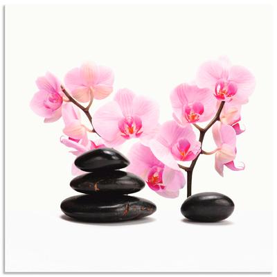 Wandbild ARTLAND "Schwarze Steine und pink Orchidee", pink (farbe bild(er): pink), B:40cm H:40cm T:1,8cm, Canvas, Leinwand, Bilder, als Leinwandbild, Poster, Wandaufkleber in verschied. Größen Image