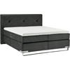 Boxspringbett MUSTERRING "Dubai", schwarz (d 040 anthrazit), B:197cm L:214cm, Komplettbetten, Boxspringbett, Kufe in Chrom, 3 Härtegrade, Kopfteil mit Knopfheftung