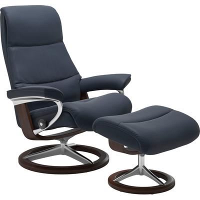 Relaxsessel STRESSLESS "View", blau (oxford blau paloma), B:82cm H:109cm T:81cm, Leder BATICK: BATICK ist ein leicht korrigiertes, durchgefärbtes und genarbtes Möbelleder, bei dem die meisten Unebenheiten und Spuren in der Regel entfernt wurden.,... Image