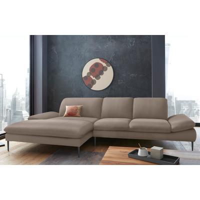 Ecksofa W.SCHILLIG "enjoy&MORE, Designsofa, bequem, zeitlos und elegant, L-Form", braun (stone z59), B:340cm H:87cm T:185cm, Chenille-Flachgewebe R66 (85% Polyester, 15% Nylon), Longlife Xtra-Leder Z59: Glattleder mit modischer Prägung. Hautstärke... Image