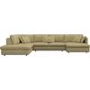 Wohnlandschaft FLEXLUX "Lovane, u-Form, bequem und komfortabel", gelb (mustard gelb), B:399cm H:84cm T:272cm, 62% Polyester/14% Cotton/7% Linen, Sofas, Weich & anschmiegsam, große Sitztiefe auf Kaltschaum, Dekokissen inkl.