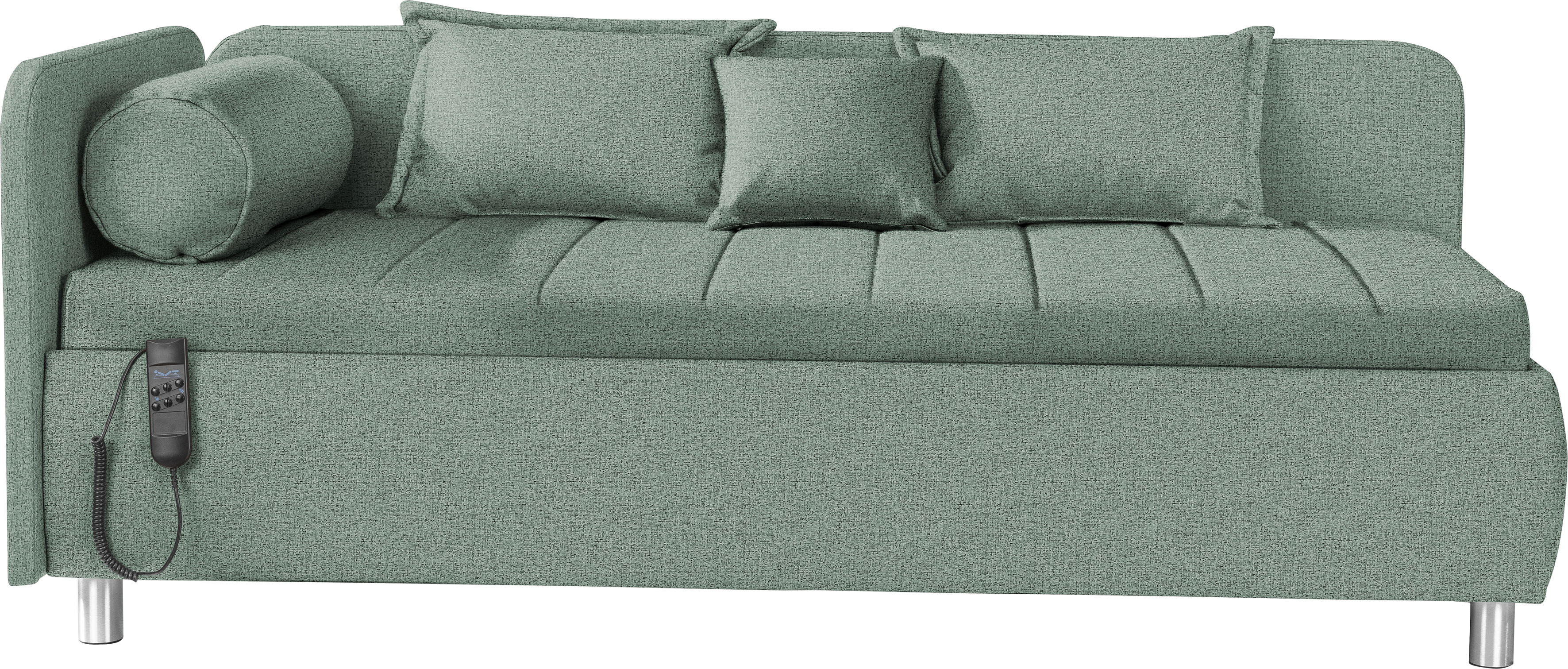 Schlafsofa ALINA "Kiana", grün (pastellmint tmd 6), B:207cm H:80cm T:112,5cm, Struktur TMD (100% Polyester), Sofas, Schlafsofa, Liegefläche 90/200 cm oder 100/200 cm, Bettkasten, Zierkissen-Set