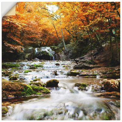 Wandbild ARTLAND "Herbstlicher Wasserfall", braun (farbe bild(er): braun), B:50cm H:50cm T:0,1cm, Dekorfolie, Bilder, als Poster, Wandaufkleber in verschied. Größen Image