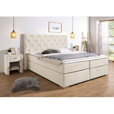 Boxspringbett HOME AFFAIRE "Chalon, in verschiedenen Breiten", beige, B:203cm L:210cm, Komplettbetten, inkl. Topper, wahlweise in H2, H3 oder H4 erhältlich Image