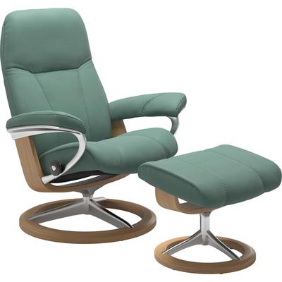 Relaxsessel STRESSLESS "Consul", grün (aqua grün paloma), B:78cm H:97cm T:70cm, Leder BATICK: BATICK ist ein leicht korrigiertes, durchgefärbtes und genarbtes Möbelleder, bei dem die meisten Unebenheiten und Spuren in der Regel entfernt wurden.,... Image