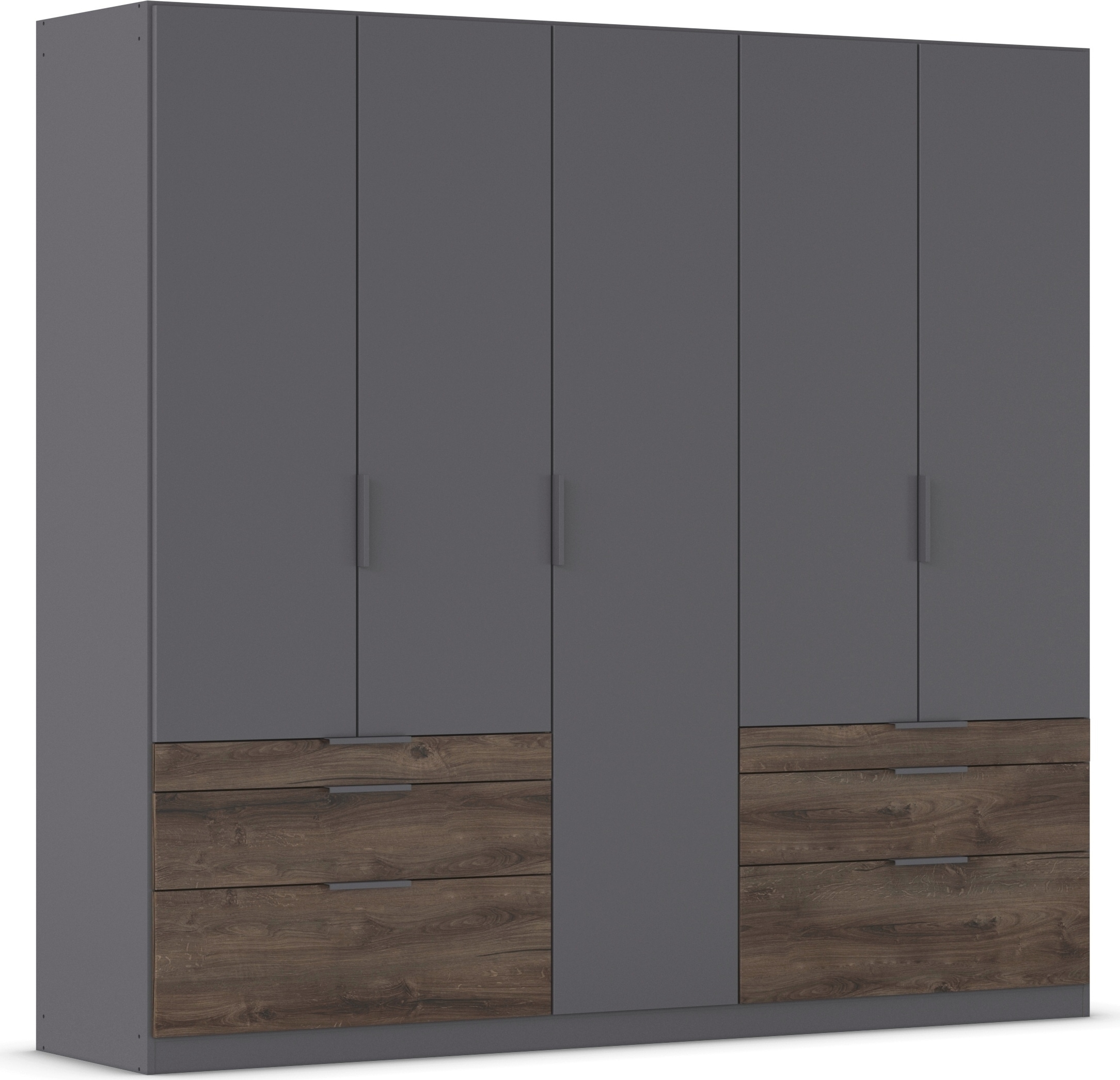 Kleiderschrank RAUCH "Koda", grau (graumetallic, atlantic oak dunkel), B:226cm H:210cm T:54cm, Holzwerkstoff, Schränke, mit symmetrisch angeordneten Schubladen MADE IN GERMANY Image