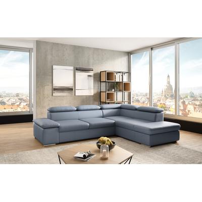 Ecksofa SIT & MORE "Valentine, L-Form, Sofa mit Armteil- & Kopfteilverstellung", bunt (graublau), B:272cm H:73cm T:226cm, Sofas, optional mit Bettfunktion, Ottomane links oder rechts, NaturLEDER, Topseller Image