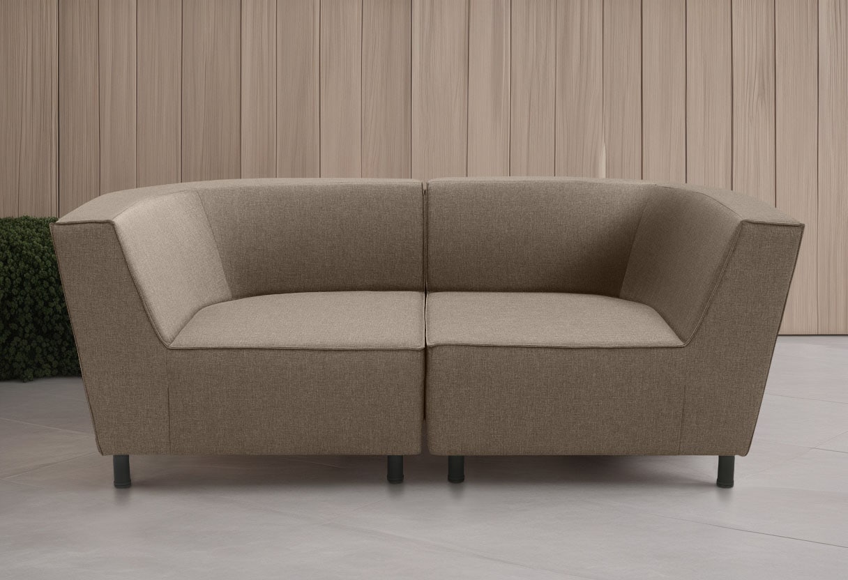 2-Sitzer DOMO COLLECTION "Sonna, individuell zusammenstellbar", braun, B:206cm H:77cm T:103cm, 100% Olefin, Sofas, Gartenlounge-Set oder Einzelelemente, Outdoor Image