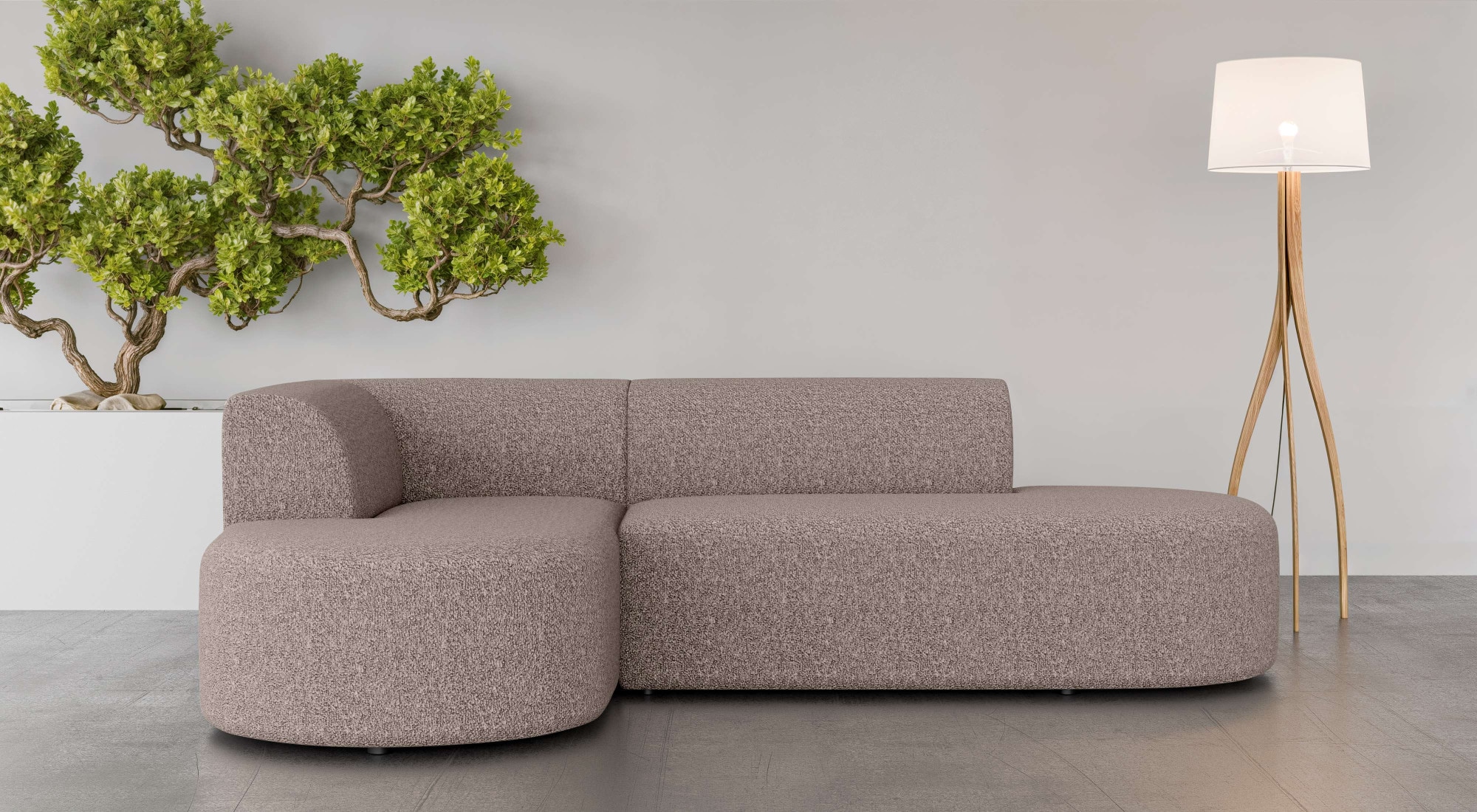 Ecksofa ANDAS "Ecksofa Tvinne mit Ottomane links oder rechts bestellbar", braun, B:260cm H:73cm T:170cm, 100% Polyester, Sofas, L-Form, mit Wellenunterfederung, BxTxH 260x170x73 cm