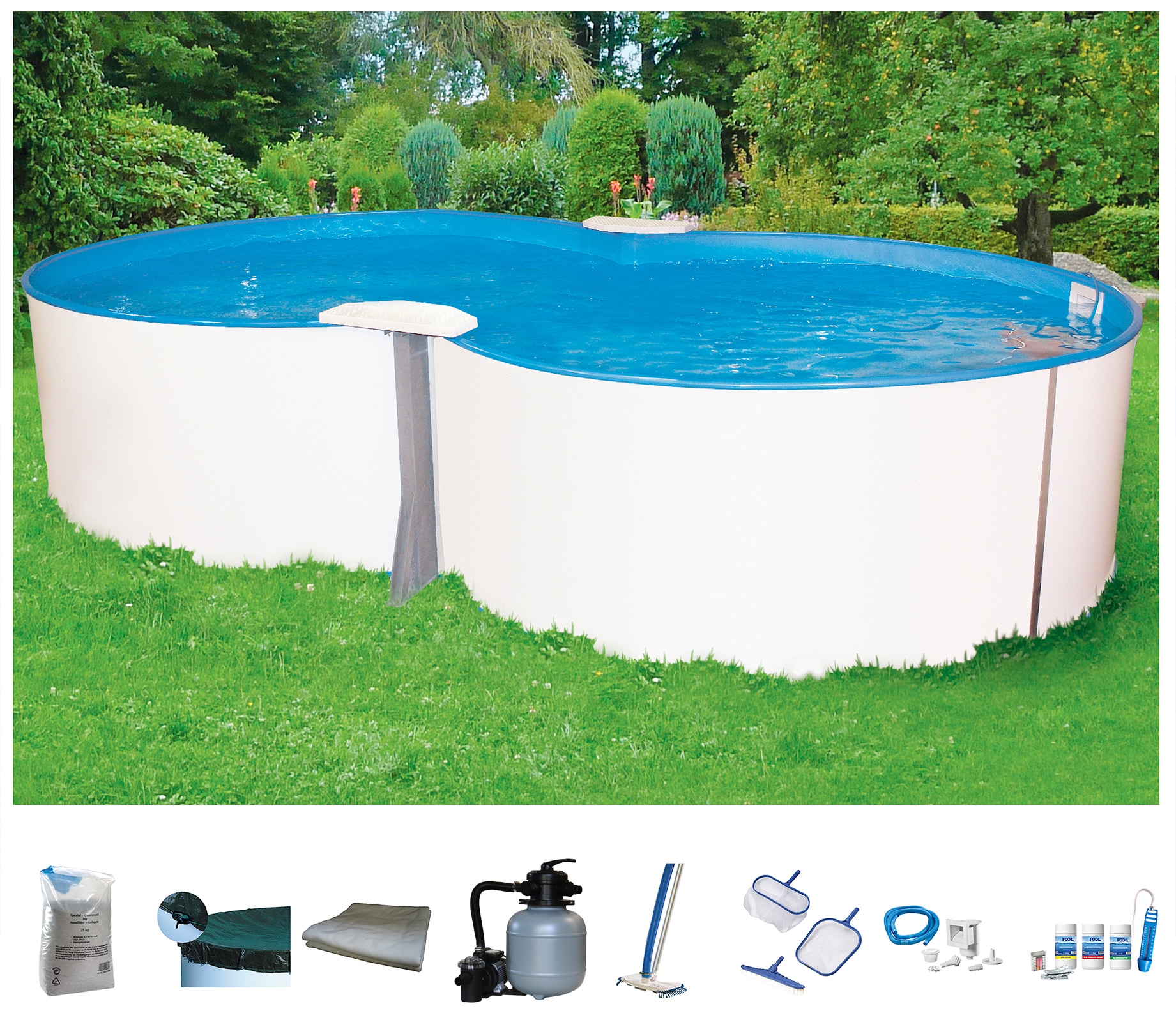 Achtformpool MY POOL BWT "PREMIUM", weiß, B:320 H:135 L:525, Schwimmbecken, Tiefe 1,35 m, in versch. Größen erhältlich Image