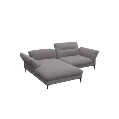 Ecksofa FLEXLUX "Salino, Funktionssofa mit Recamiere, Relaxsofa, Ecksofa", braun (latte), B:245cm H:88cm T:182cm, 100% Polyester, Sofas, Sofa mit Arm- und Kopfteil-Verstellungen, Kaltschaum & Stahl-Wellen Image