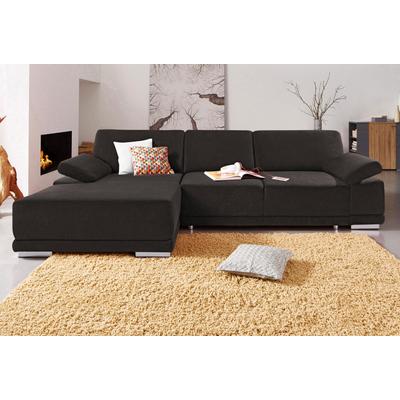 Ecksofa SIT & MORE "Coria L-Form", schwarz, B:282cm H:80cm T:162cm, Kunstleder SOFTLUX, Struktur ( 100% Polyester), Struktur fein ( 90% Polyester; 10% Polyamid), Luxus-Microfaser ALTARA NUBUCK (100% Polyester), Sofas, mit XL-Recamiere, wahlweise mit... Image