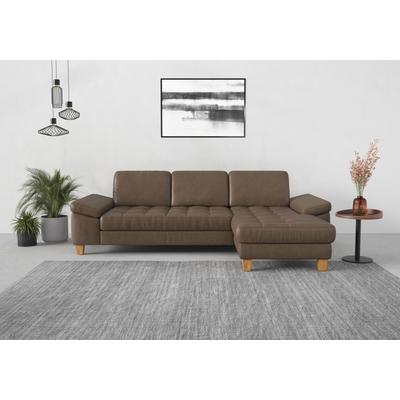 Ecksofa SIT & MORE "Westham L-Form", braun (coffee), B:275cm H:88cm T:172cm, 100% Polyester, Sofas, mit Recamiere, mit oder ohne Bettfunktion, Bettkasten, Füße Eiche Image