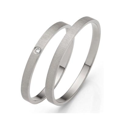 Trauring FIRETTI "Schmuck Geschenk Gold 375 Hochzeit Ehering "LIEBE" Gr. 60, weiß (weißgoldfarben), Fingerringe, 60, 0,005 ct SI = kleine Einschlüsse mit Brillant, Weißgold 375, 2,0mm, Made in Germany, wahlweise mit oder ohne Brillant Image