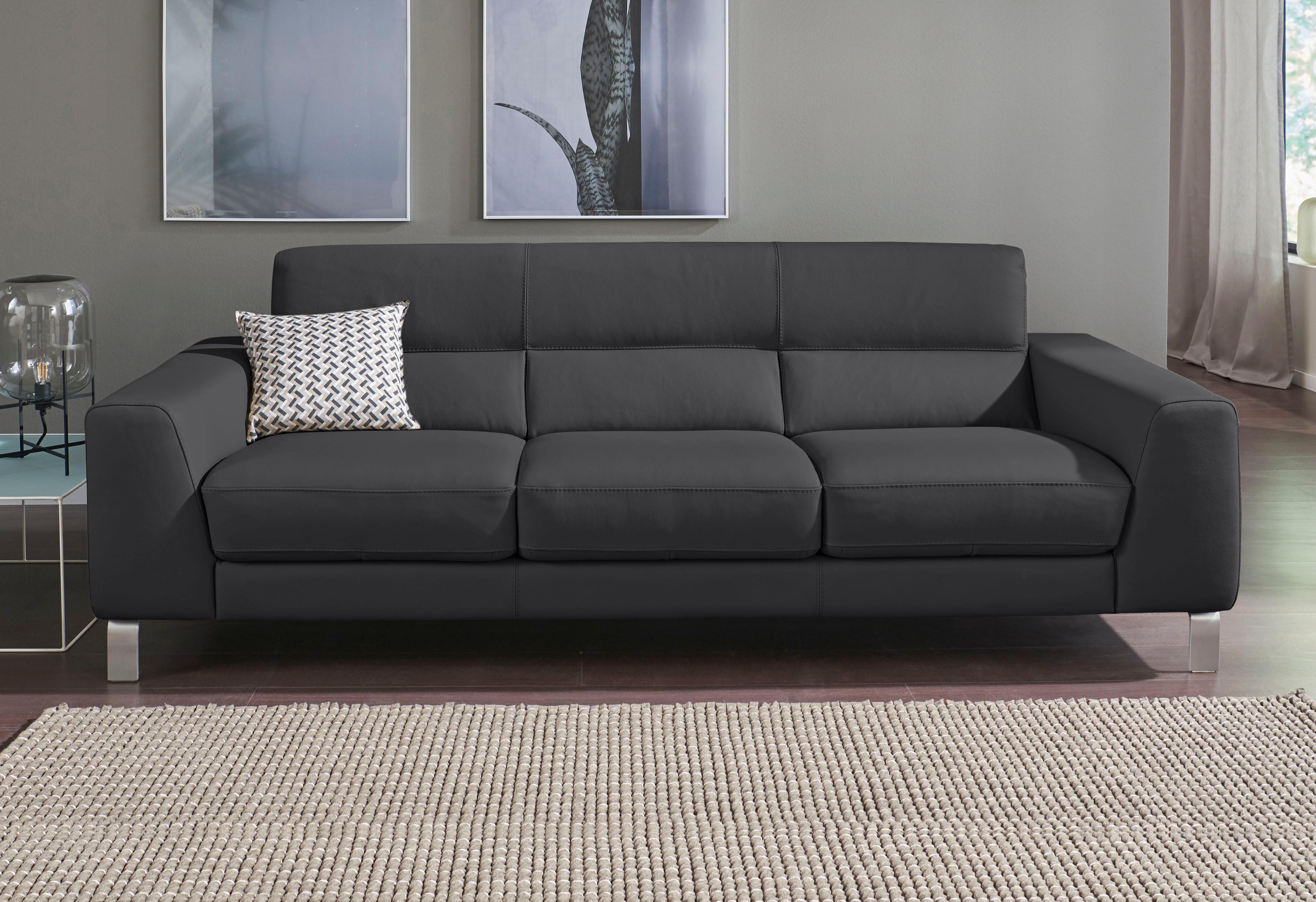 3-Sitzer CALIA ITALIA "Simon, toller Sitzkomfort, italienisches Designsofa", schwarz, B:232cm H:81cm T:94cm, Leder SORRENTO - 100% Leder;Leder BULL - 100% Leder, Sofas, in zwei Lederqualitäten