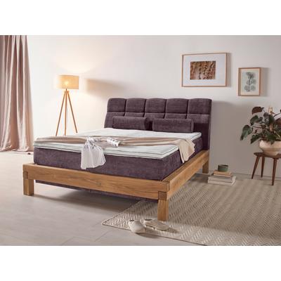 Boxspringbett HOME AFFAIRE "Villads", lila (viola), B:179cm L:231cm, Komplettbetten, Boxspringbett, Liegefläche: 160/200 cm aus Balkeneiche, Inside-Boxspring-Unterbau Image