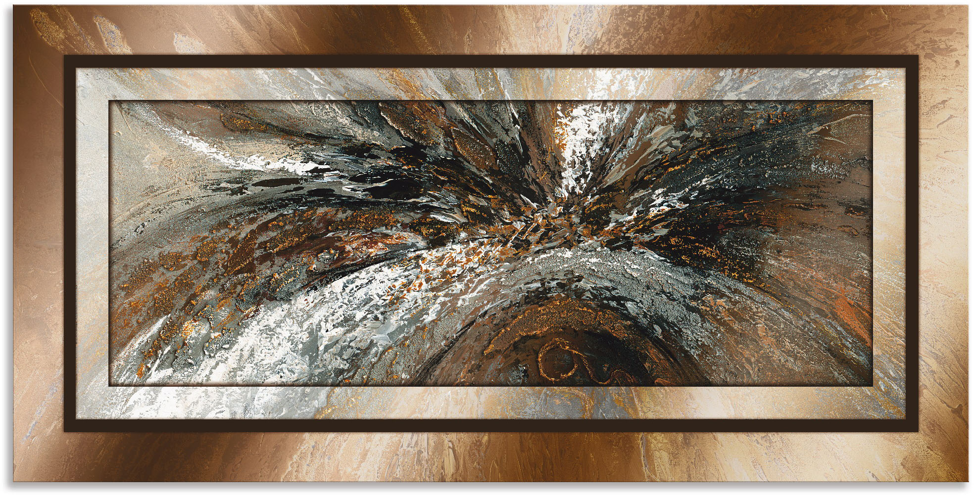 Wandbild ARTLAND "Gold Abstrakt 1", braun (farbe bild(er): braun), B:100cm H:50cm, Bilder, Geschenkartikel, als Alubild, Outdoorbild, Leinwandbild, Poster in verschied. Größen Image