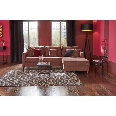 Ecksofa HOME AFFAIRE "Renesse L-Form", braun, B:234cm H:90cm T:160cm, Samtvelours 100% Polyester, Luxus-Microfaser ALTARA NUBUCK (100% Polyester), Sofas, lose Kissen, Keder an Sitzkissen Image